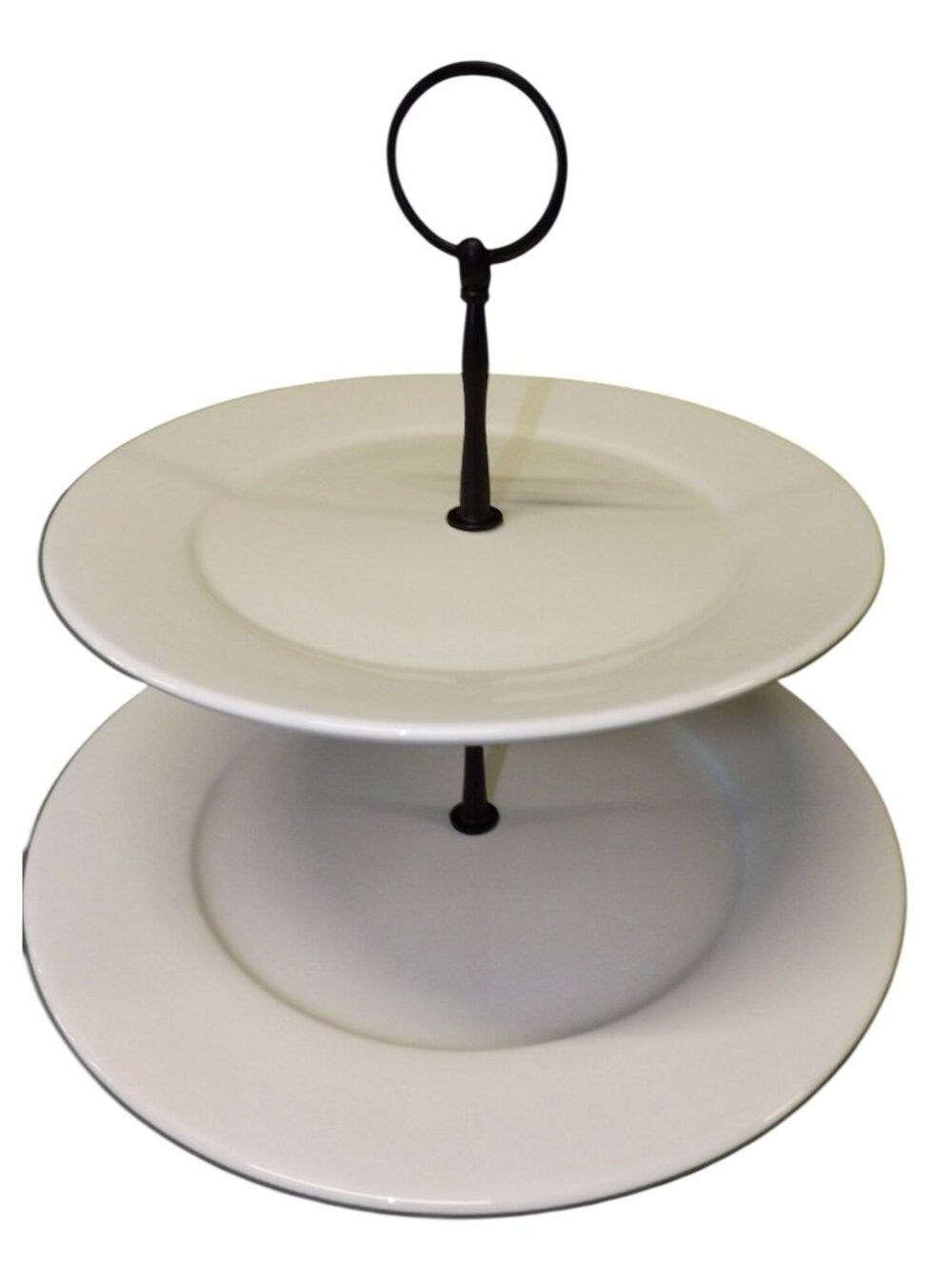 Tahari Two-Tier White Ceramic Serving Tray Charcuterie Stand Cupcakes Desserts